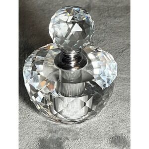 Vintage Crystal Perfume Bottle SD Simon Designs Faceted Vanity Décor 3in Heavy